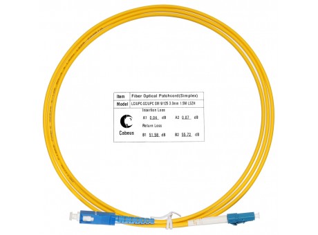 FOP(s)-9-LC-SC-1,5m Патч-корд волоконно-оптический 1,5м SC/UPC-LC/UPC simplex Cabeus, 9/125, (OS2)