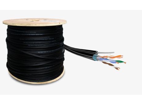 Кабель TaigaKabel U/UTP cat 5e PE 4*2*0.50 Cu Solid OUTDOOR Steel wire черный (305 м)