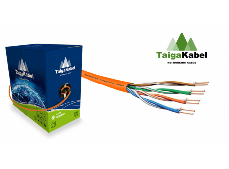 Кабель витая пара TaigaKabel U/UTP cat 5e PVC нг(А)-LSLTx 4*2*0.50 Cu Solid INDOOR серый (305 м)